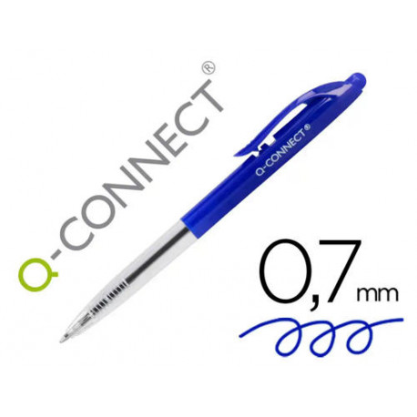 BOLIGRAFO Q-CONNECT RETRACTIL CON CLIP DISEÑO FINO TINTA ACEITE 0,7 MM COLOR AZUL