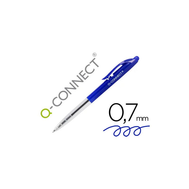 BOLIGRAFO Q-CONNECT RETRACTIL CON CLIP DISEÑO FINO TINTA ACEITE 0,7 MM COLOR AZUL