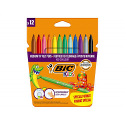 ROTULADOR BIC KIDS COULEUR ESTUCHE DE 12 FORMATO ESPECIALCOLORES SURTIDOS TINTA BASE DE AGUA LAVABLE